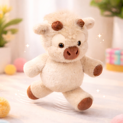 Adorable Highland Cattle Plush Toy 45cm - Huggable Running Cow Stuffed Animal Made with Premium Soft Fabric, Soothing Companion