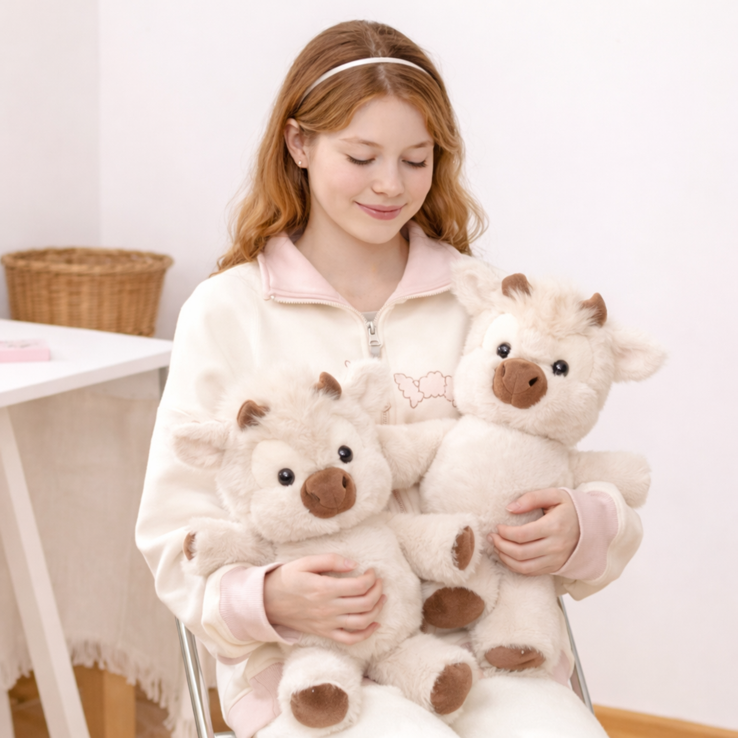 Adorable Highland Cattle Plush Toy 45cm - Huggable Running Cow Stuffed Animal Made with Premium Soft Fabric, Soothing Companion